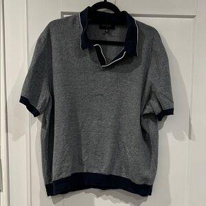 Banana Republic Navy and White Knit Polo